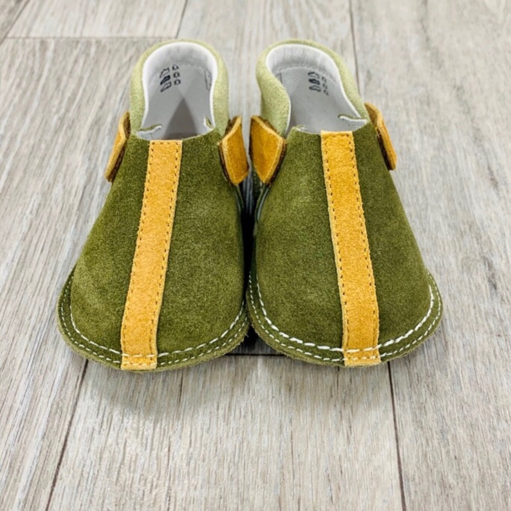 Pipit Suede Stripe Olive Green Baby Shoes Size 4 - Picture 4 of 10